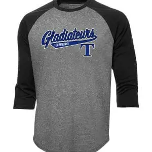 CHANDAIL BASEBALL MANCHE 3/4 LOGO GLADIATEURS